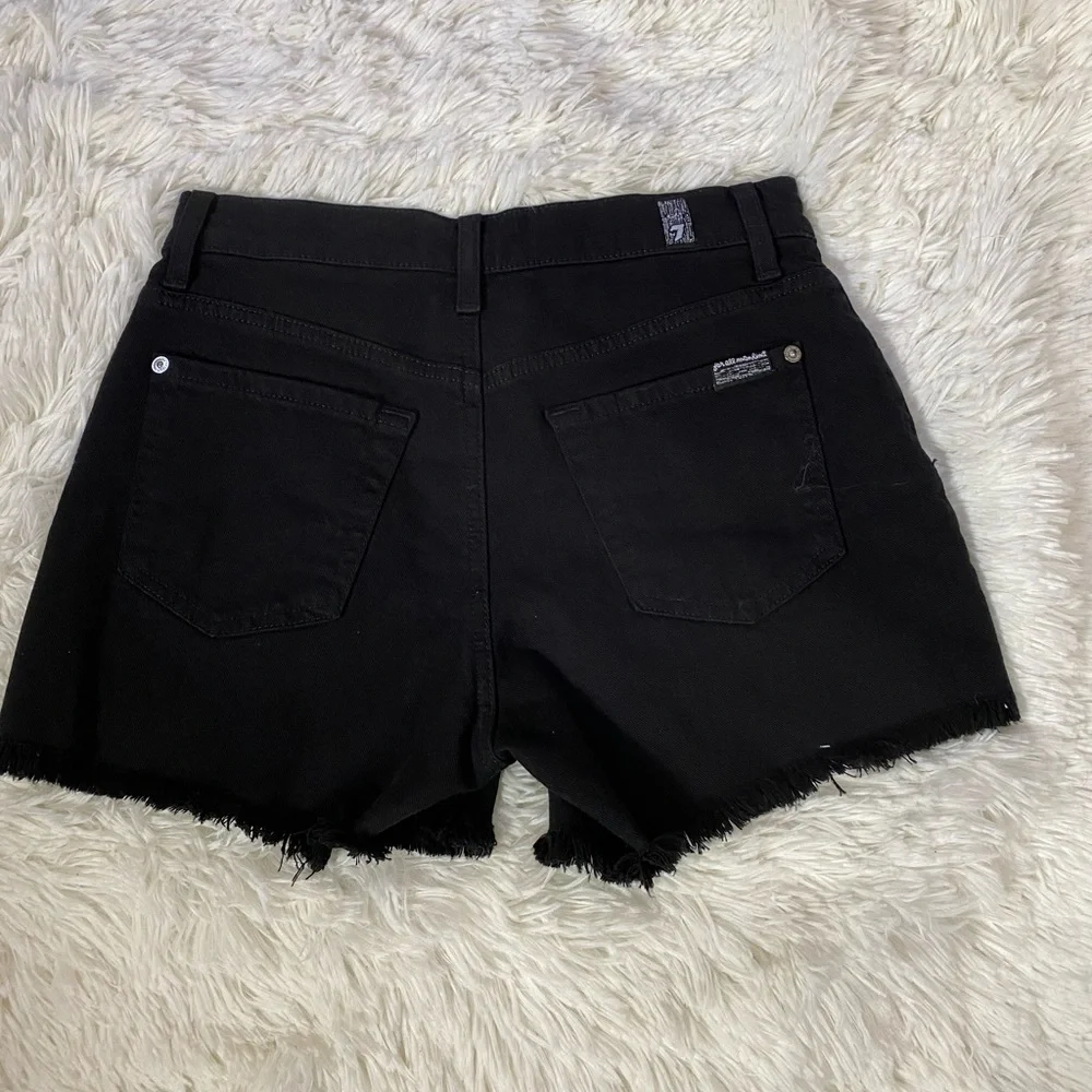 7 For All Mankind Denim Cutoff Shorts in Black